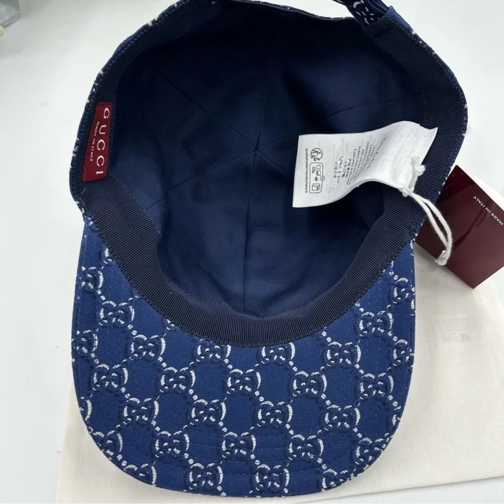Men’s Gucci, blue shadow GG adjustable baseball cap size medium, made in Italy